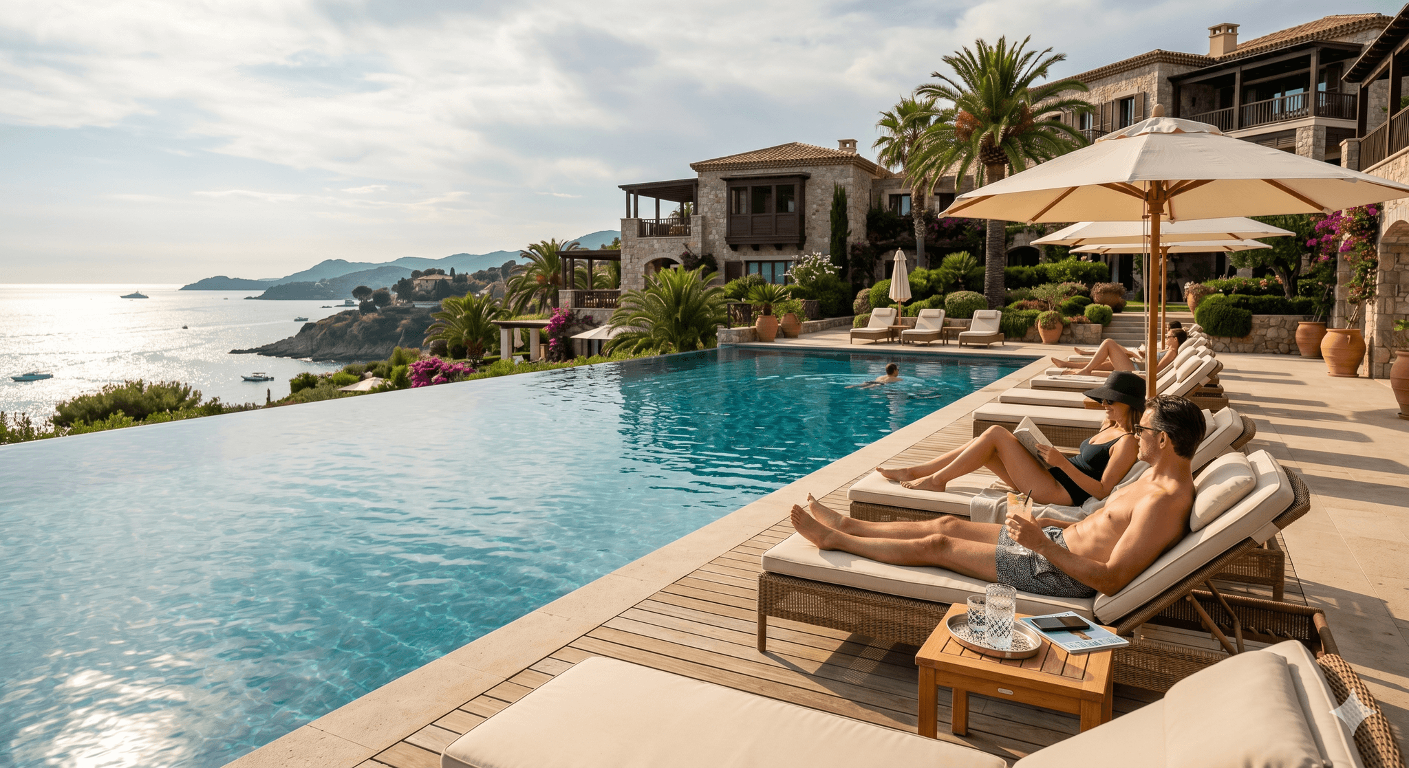 Hôtel luxe — piscine et détente